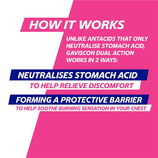 Gaviscon Dual Action Liquid Mixed Berry Flavour Heartburn and Indigestion Relief 300ml
