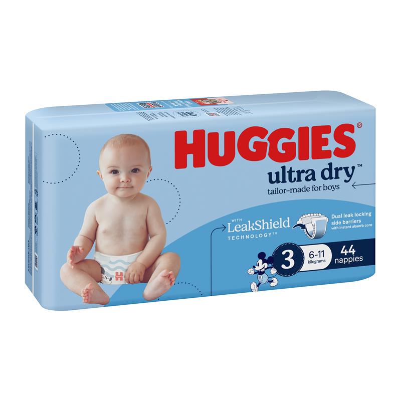 Load image into Gallery viewer, Huggies Ultra Dry Nappies Size 3 Boy 6-11kg Bulk 44 Pack
