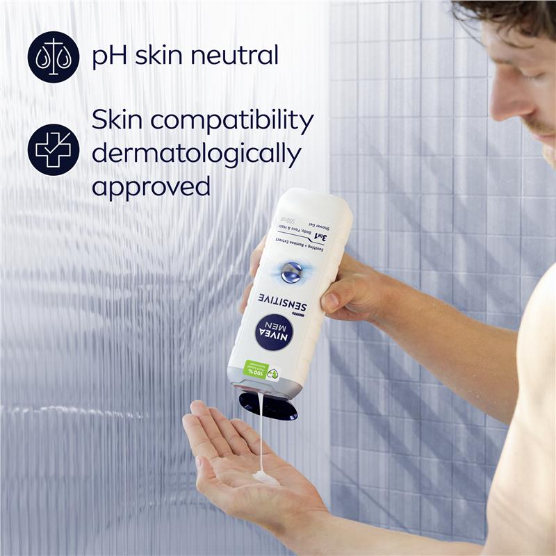 Load image into Gallery viewer, NIVEA MEN Sensitive 3-IN-1 Shower Gel Body Wash 500ml
