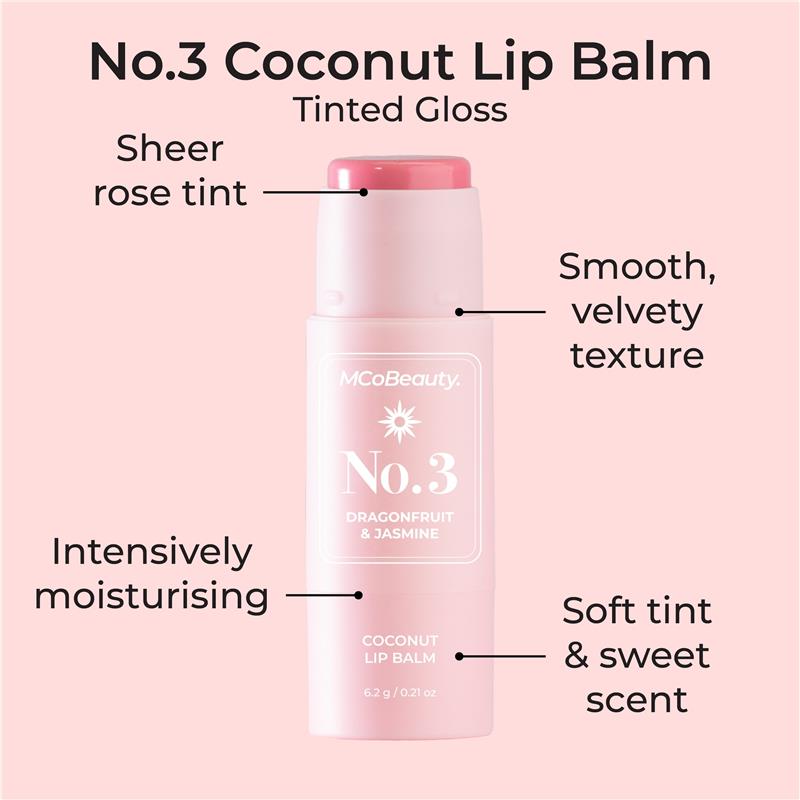 Load image into Gallery viewer, MCoBeauty Coconut Lip Balm No. 3 Dragonfruit &amp; Jasmine
