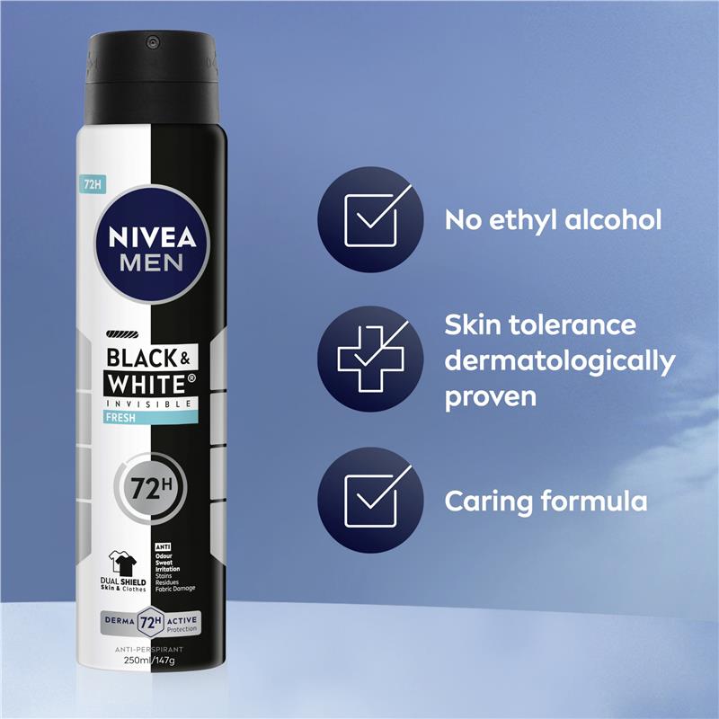 Load image into Gallery viewer, NIVEA MEN Black &amp; White Fresh Aerosol Deodorant 72H Protection 250ml
