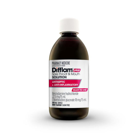 Difflam Plus Sore Throat & Mouth Solution Mint 200ml