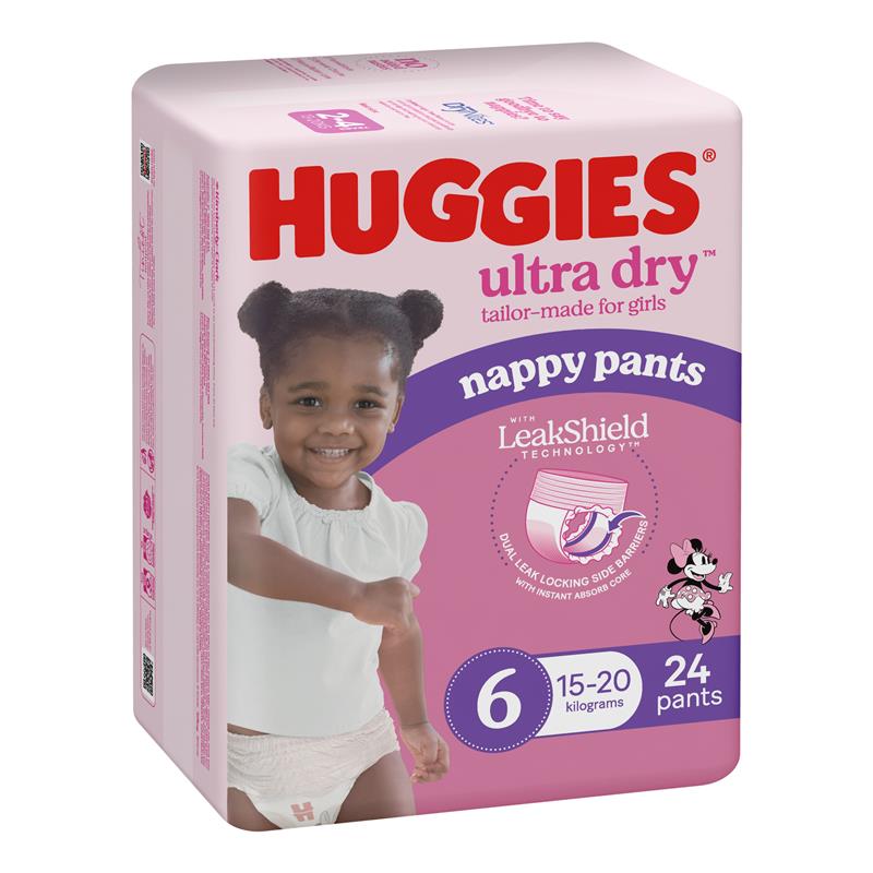 Load image into Gallery viewer, Huggies Ultra Dry Nappy Pants Size 6 15kg &amp; Over Girl 24 Pack
