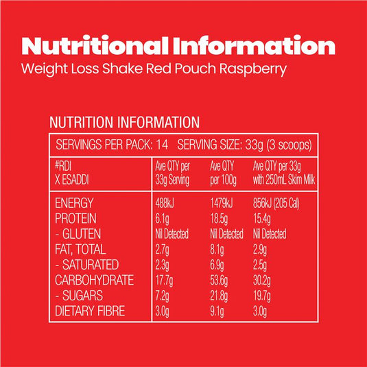 Fatblaster Weight Loss Shake Raspberry 21 x 33g Sachets Exclusive Size