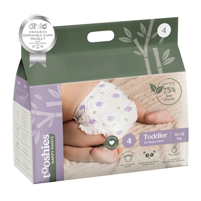 Load image into Gallery viewer, Tooshies Eco Nappy Pants Size 4 Toddler 10-15kg 32 Pack
