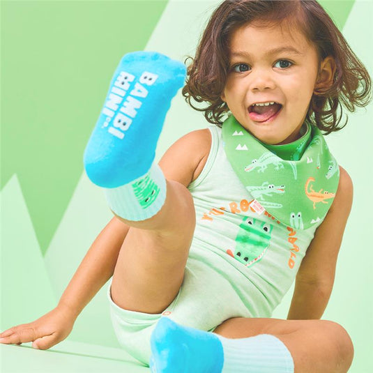 Bambi Mini Co. Dribblebib Boys Crocodile Rock and Triangles Reverse Bibs 2 Pack