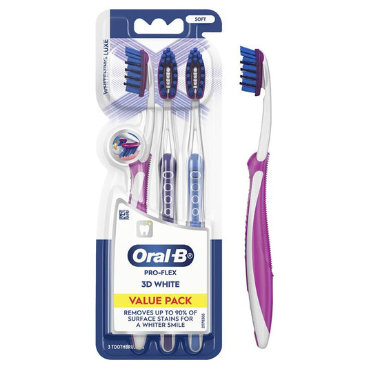 Oral B Toothbrush 3D White Pro-Flex Whitening Luxe 3 Pack