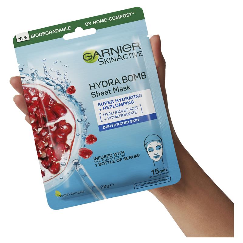Load image into Gallery viewer, Garnier Hydra Bomb Hyaluronic Acid + Pomegranate Sheet Mask
