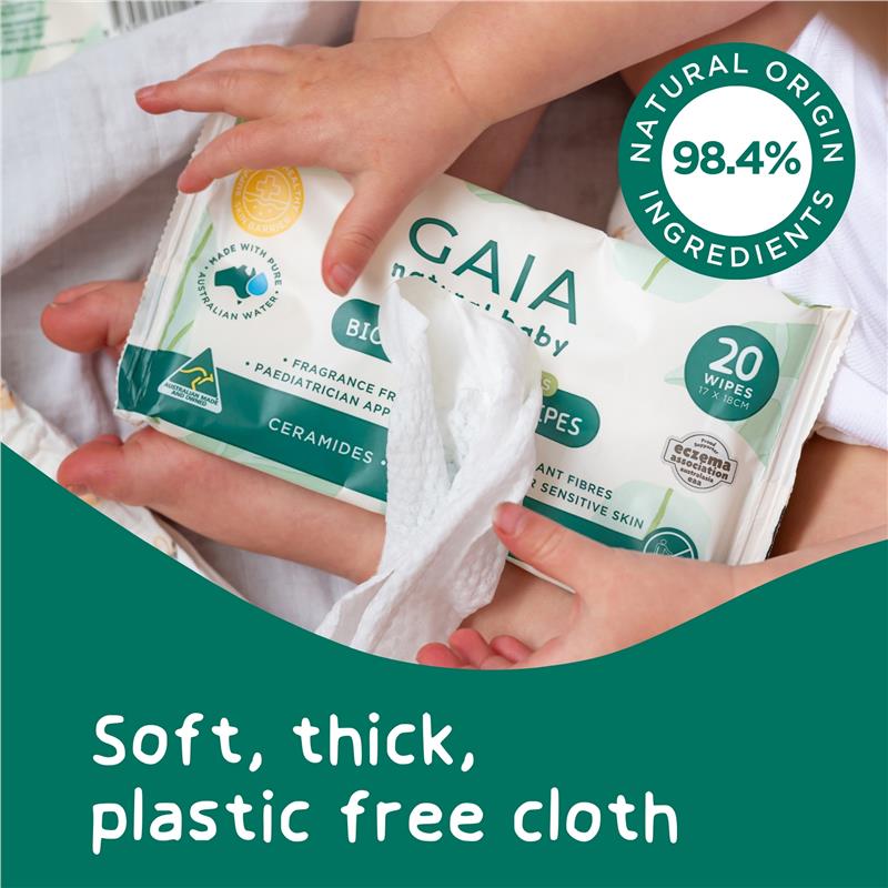 Load image into Gallery viewer, GAIA Biodegradable Water Wipes 20 Pack

