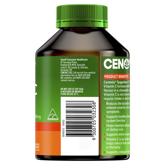 Cenovis Sugarless C 500mg 300 Orange Flavour Chewable Tablets
