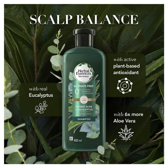 Herbal Essences Bio Renew Potent Aloe & Eucalyptus Strength & Moisture Shampoo 400ml
