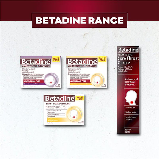 Betadine Sore Throat Lozenges Soothing Honey & Lemon Flavour 16 Pack