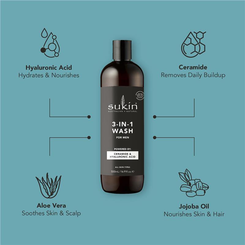 Load image into Gallery viewer, Sukin For Men 3In1 Wash 500ml
