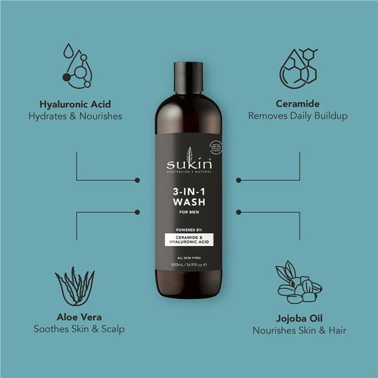 Sukin For Men 3In1 Wash 500ml