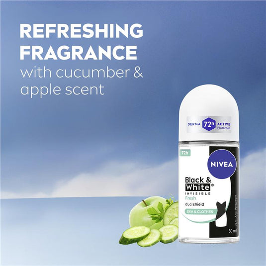 NIVEA Black & White Fresh Roll On Deodorant 72H Protection 50ml