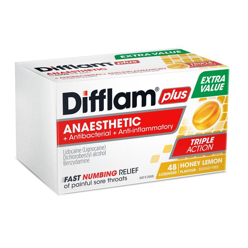 Load image into Gallery viewer, Difflam Sore Throat Sugar Free Honey And Lemon 48 Lozenges
