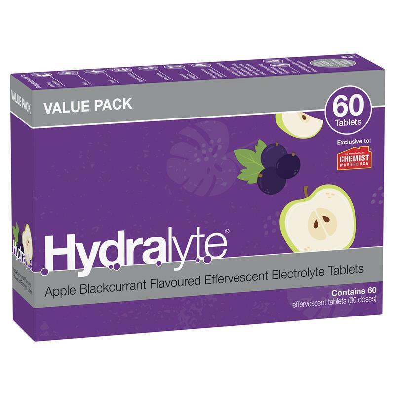 Load image into Gallery viewer, Hydralyte Electrolyte Effervescent Apple Blackcurrant 60 Tablets Exclusive Size
