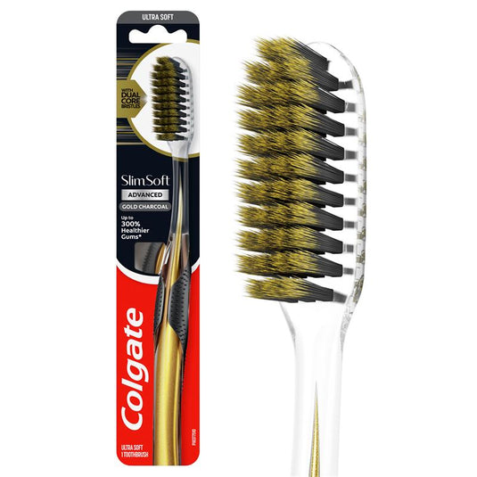 Colgate Toothbrush Slim Soft Advanced Gold Charcoal Ultra Soft