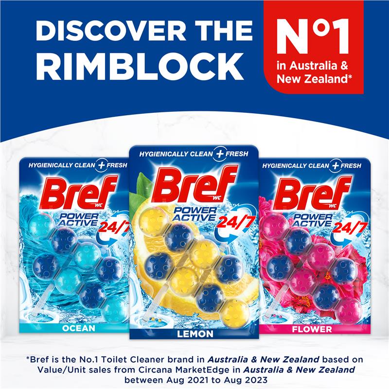 Load image into Gallery viewer, Bref Power Active Toilet Cleaner Block Lemon Twin Pack 100g
