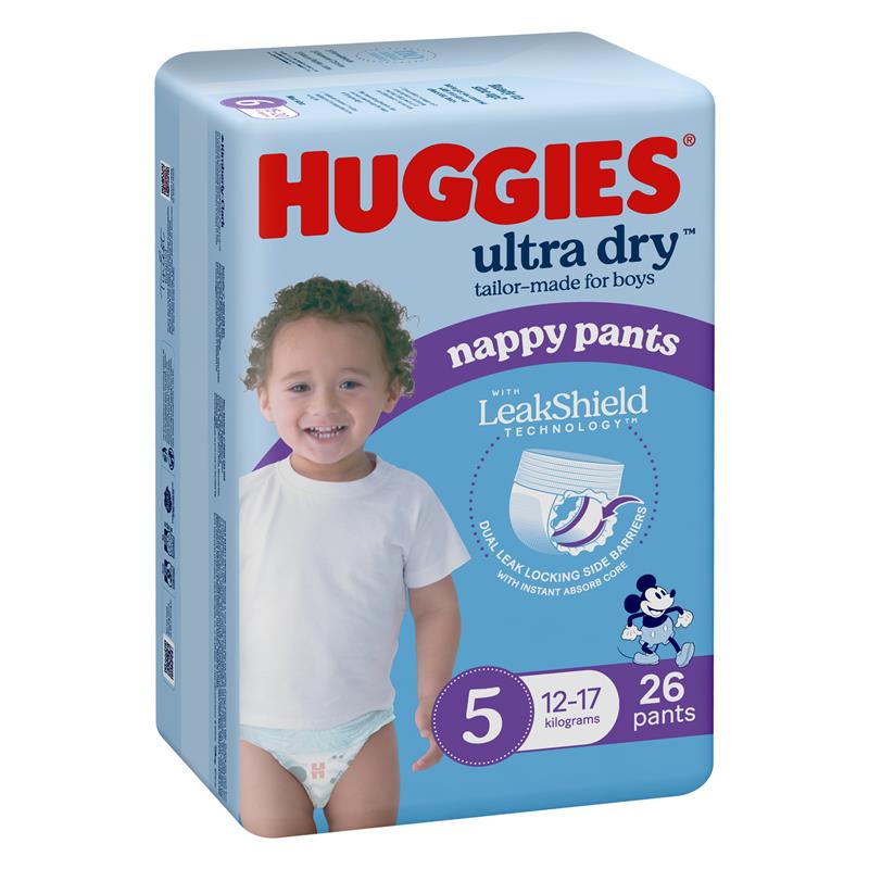 Load image into Gallery viewer, Huggies Ultra Dry Nappy Pants Size 5 12-17kg Boy 26 Pack
