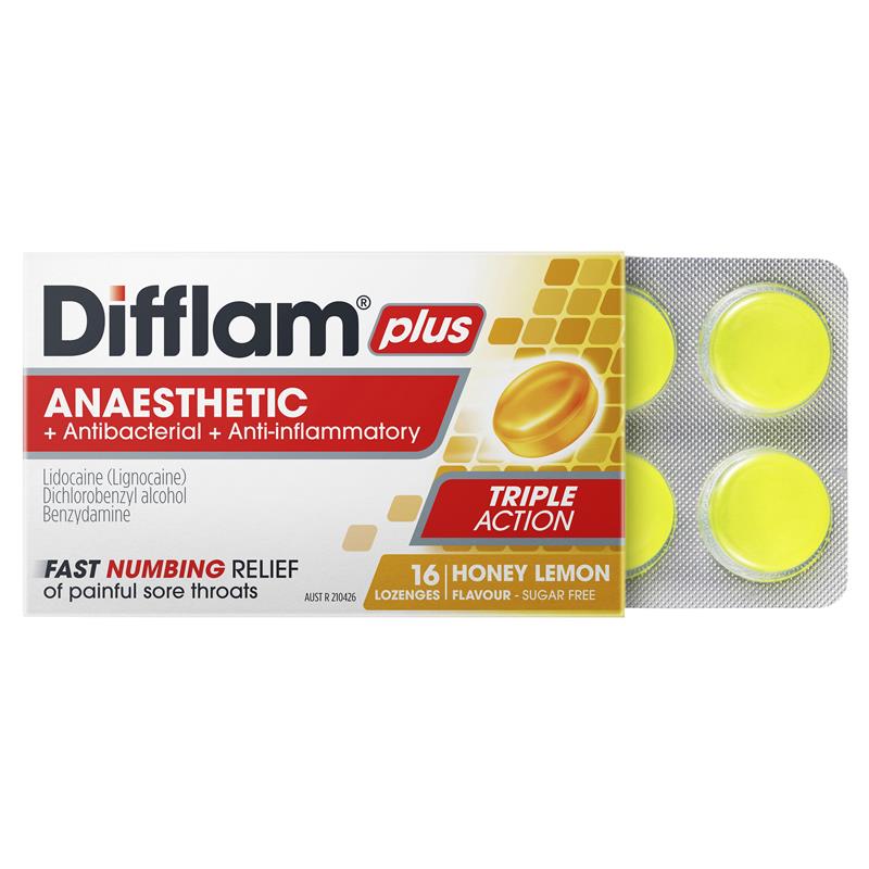 Load image into Gallery viewer, Difflam Plus Anaesthetic Sugar Free Honey And Lemon 16 Lozenges
