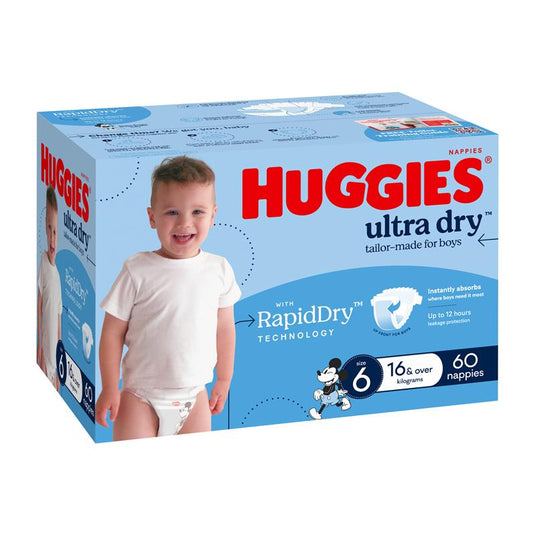 Huggies Ultra Dry Nappies Boy Size 6 Jumbo 60 Pack