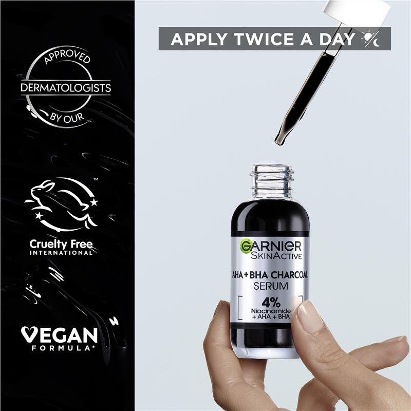 Load image into Gallery viewer, Garnier Pure Active AHA + BHA Charcoal Anti-Blemish Serum 30ml

