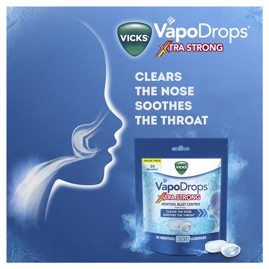 Vicks VapoDrops Xtra Strong Menthol Blast 30 Lozenges