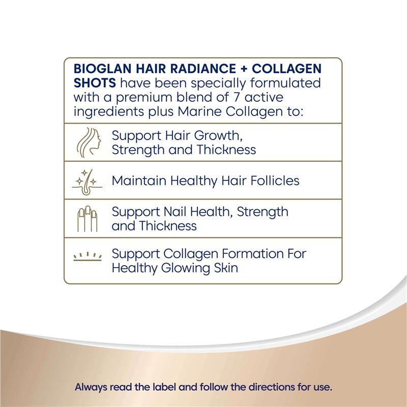 Load image into Gallery viewer, Bioglan Hair Radiance + Collagen Shots 25ml x15

