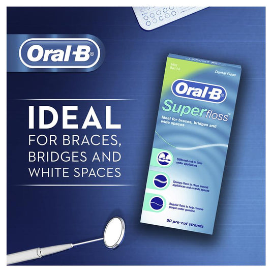 Oral B Superfloss Dental Floss Pre-Cut Strands 50 pack