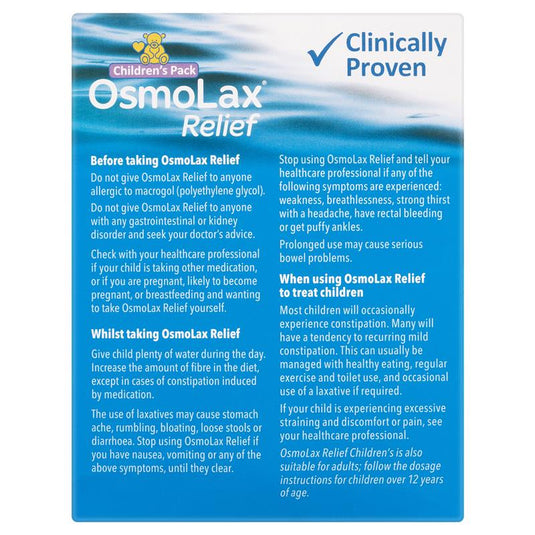 OsmoLax Relief Children's Laxative Powder 35 Dose 298g - Macrogol Constipation Relief with No Salty Taste, Flavour Free & Salt Free