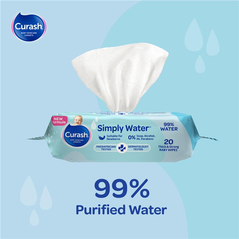 Load image into Gallery viewer, Curash Baby Travel Water Wipes 5 x 20 Pack
