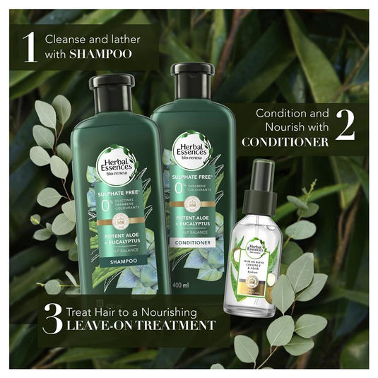 Herbal Essences Bio Renew Potent Aloe & Eucalyptus Strength & Moisture Shampoo 400ml