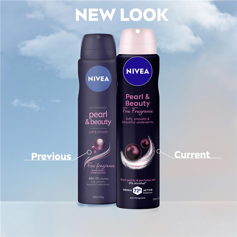 Load image into Gallery viewer, NIVEA Pearl And Beauty Fine Fragrance Black Pearls Aerosol Deodorant 72H Protection 250ml
