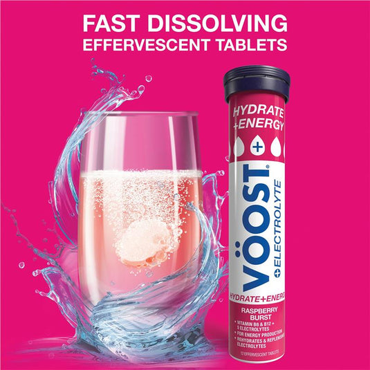 Voost Hydrate + Energy Raspberry Burst Effervescent Tablets 12 Pack