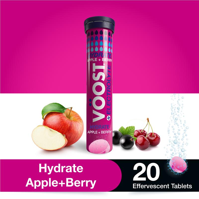 Load image into Gallery viewer, Voost Hydrate Apple + Berry Effervescent Tablets 20 Pack
