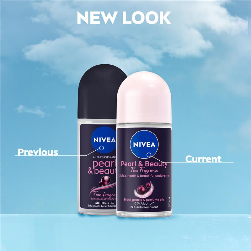 Load image into Gallery viewer, NIVEA Pearl And Beauty Fine Fragrance Black Pearls Roll On Deodorant 72H Protection 50ml
