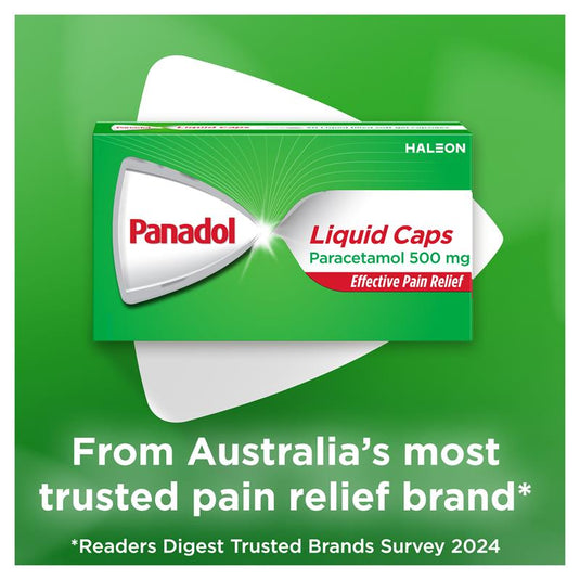 Panadol Liquid Capsules Paracetamol Pain Relief 48 Capsules