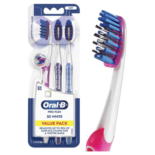 Oral B Toothbrush 3D White Pro-Flex Whitening Luxe 3 Pack