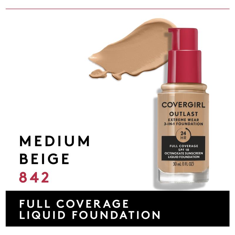 Load image into Gallery viewer, Covergirl Outlast Extreme Wear Foundation 842 Medium Beige 30ml
