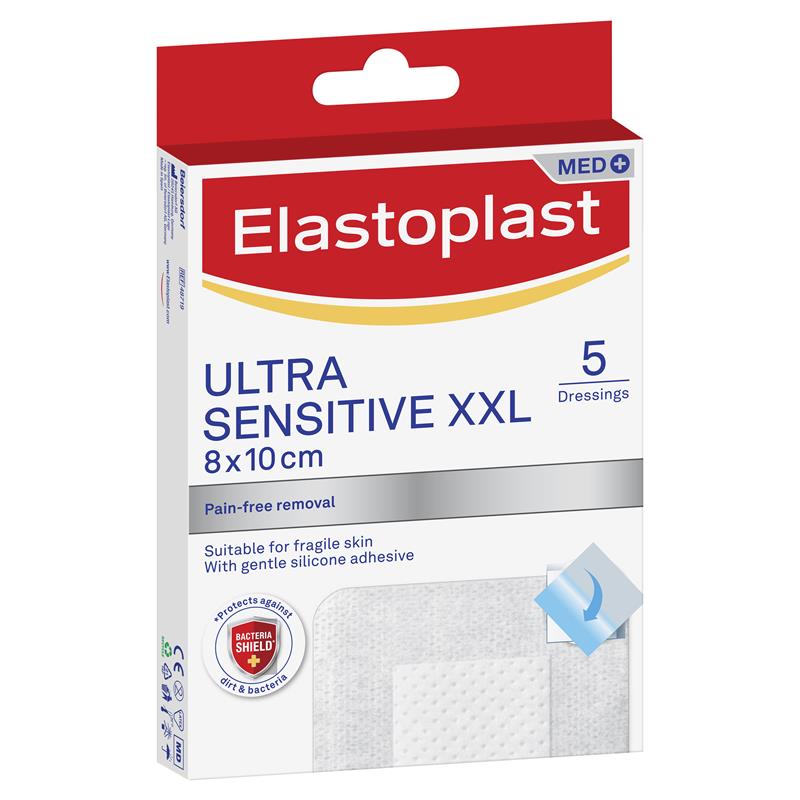 Load image into Gallery viewer, Elastoplast Ultra Sensitive Dressing XXL 8 x 10cm 5 Pack
