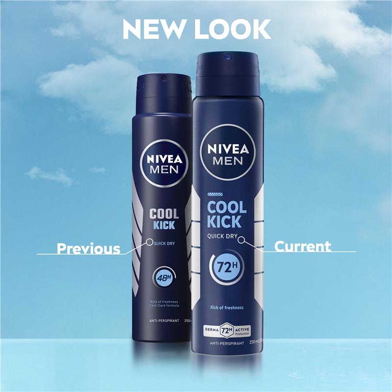Load image into Gallery viewer, NIVEA MEN Cool Kick Aerosol Deodorant 72H Protection 250ml
