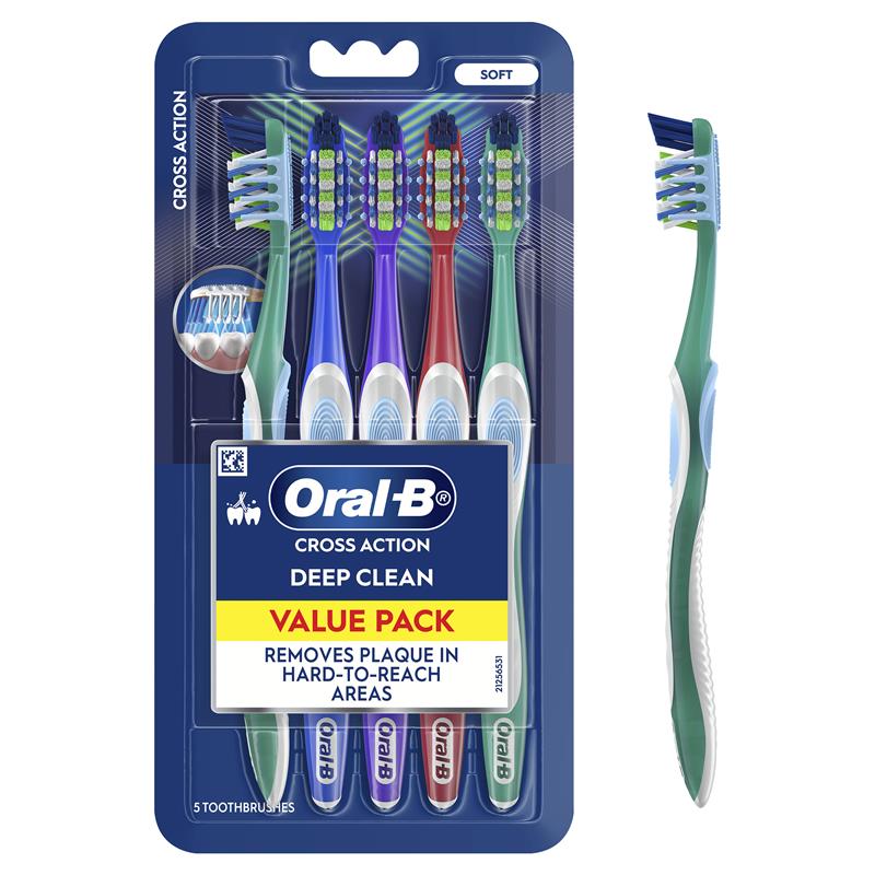 Load image into Gallery viewer, Oral B Toothbrush Cross Action 7 Benefits 5 Pack
