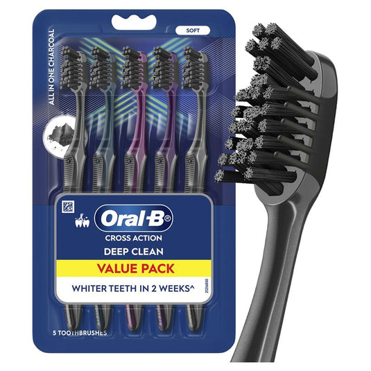 Oral B Toothbrush Cross Action All in One Charcoal 5 Pack