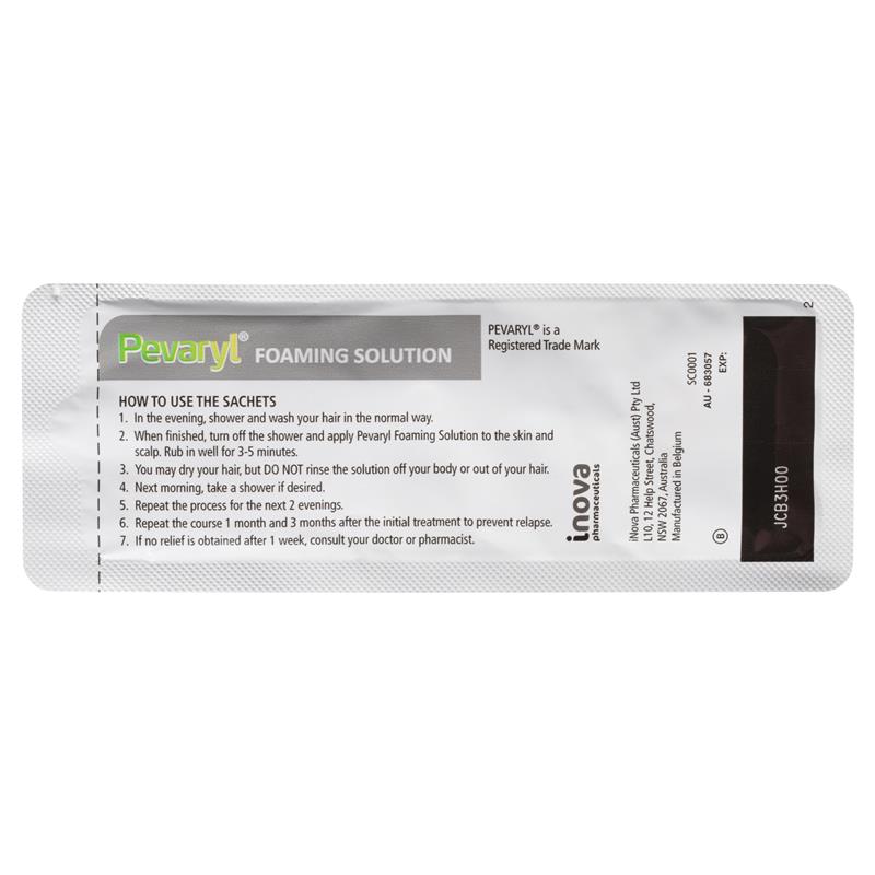 Load image into Gallery viewer, Pevaryl Foaming Solution 1% 3x10g Sachets
