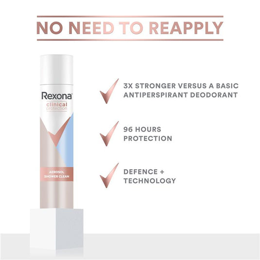 Rexona Women Clinical Protection Antiperspirant Aerosol Shower Clean 180ml