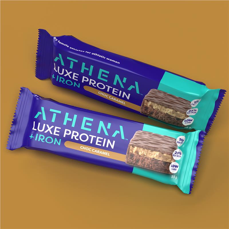 Load image into Gallery viewer, Athena Luxe Protein + Iron Choc Caramel 55g
