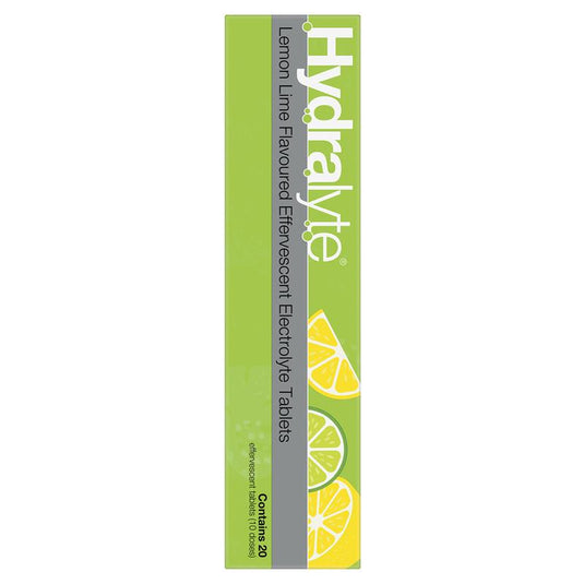 Hydralyte Effervescent Lemon Lime Electolyte Tablets 20 Pack