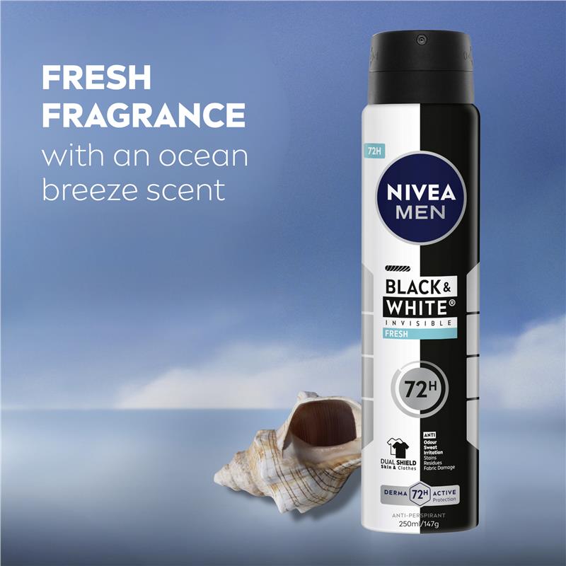 Load image into Gallery viewer, NIVEA MEN Black &amp; White Fresh Aerosol Deodorant 72H Protection 250ml
