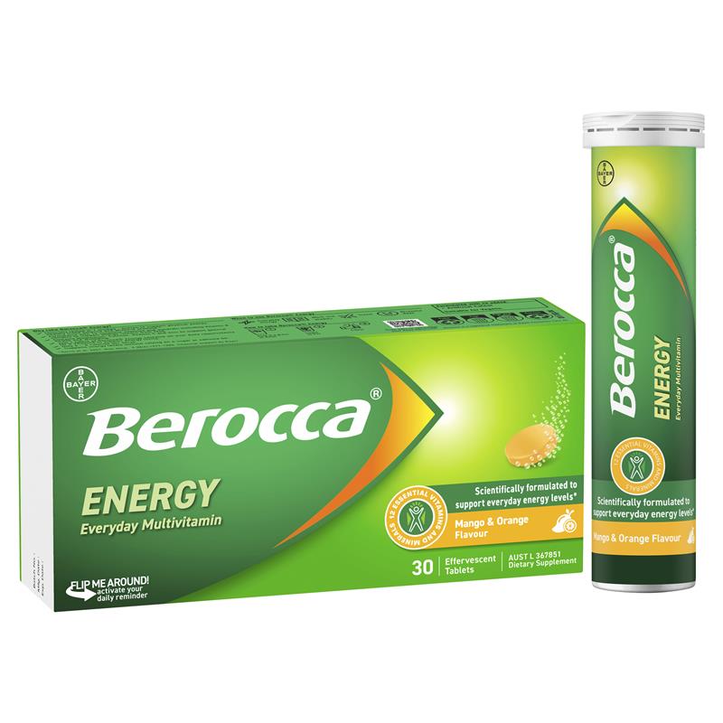 Load image into Gallery viewer, Berocca Energy Mango And Orange 30 Effervescent Tablets
